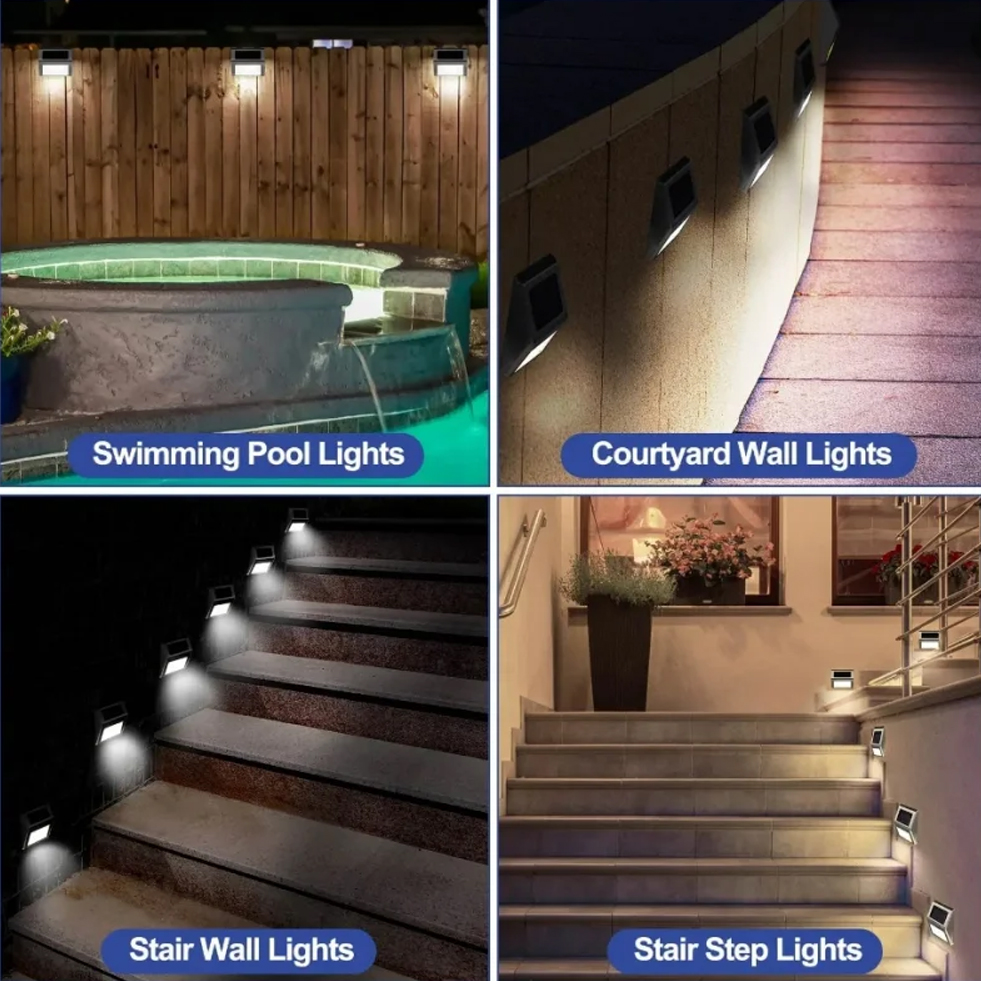 1/12 ชิ้นพลังงานแสงอาทิตย์สแตนเลสขั้นตอนแสงกันน้ําป้องกันการกัดกร่อนและการคุ้มครองสิ่งแวดล้อมโคมไฟติดผนังสําหรับผนังรั้วสวน