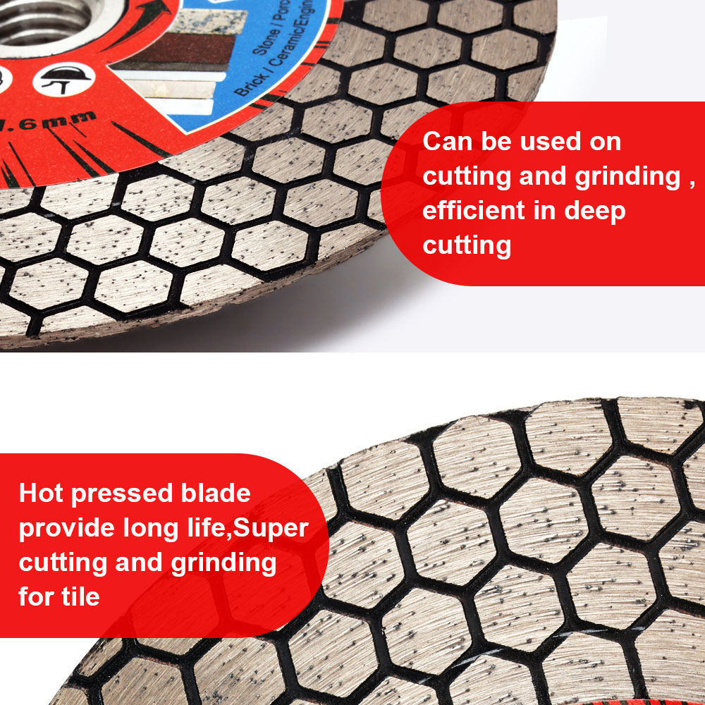 Roda de disco de corte de diamante casaverde d115mm/125mm, lâmina de moagem de porcelana com flange removível para corte de pedra de moagem