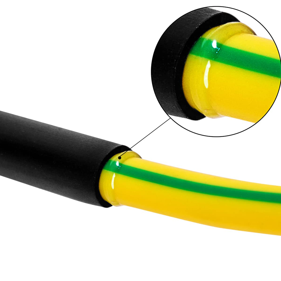 270Pcs 3:1 Shrink Dual Wall Adhesive Lined Heat Shrink Tubing Tube 6 Size 3/8",1/4",3/16",1/8",3/32",1/16" Black Red