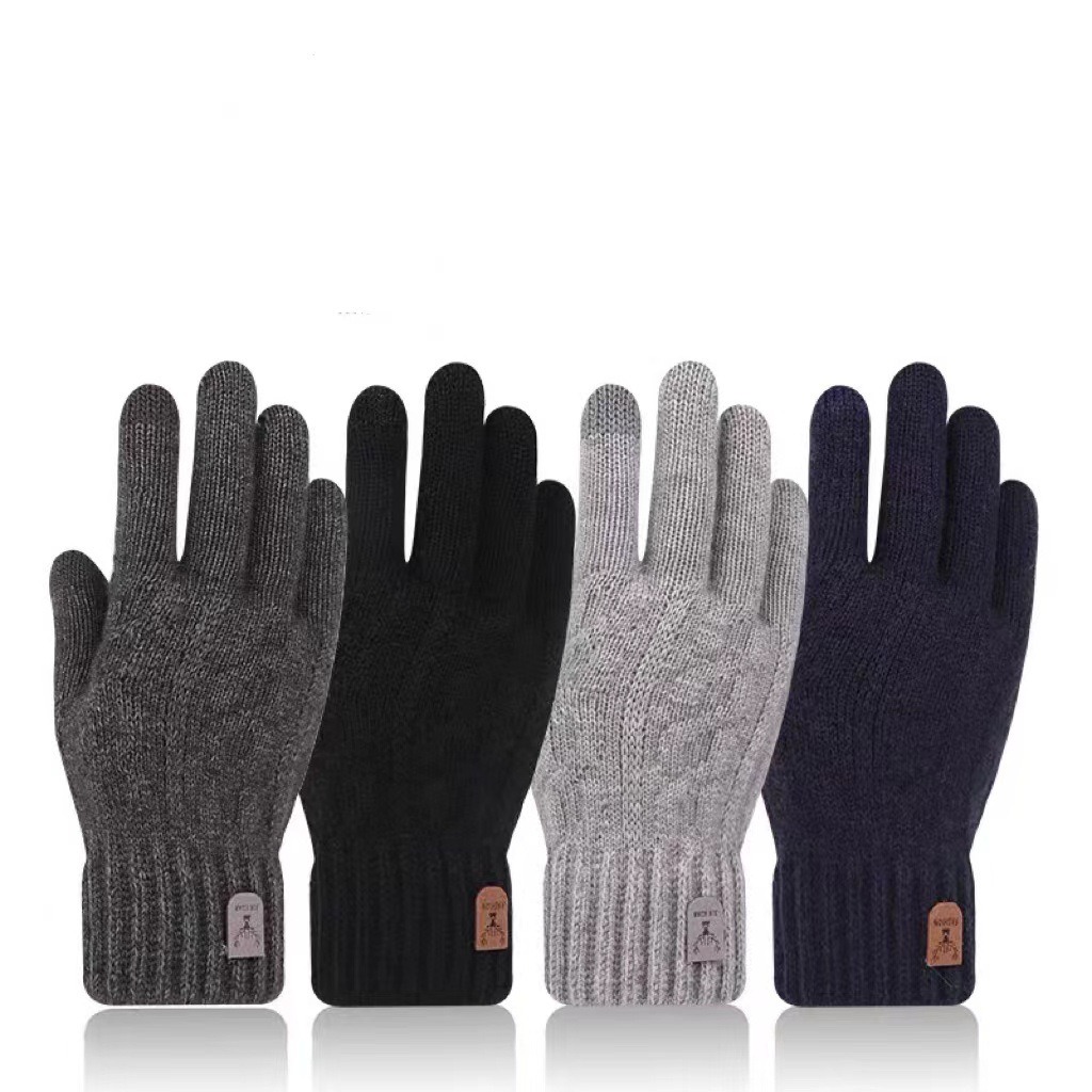2023 nieuwe warme herenhandschoenen winter touchscreen plus fleecehandschoenen koude warme wollen gebreide handschoenen