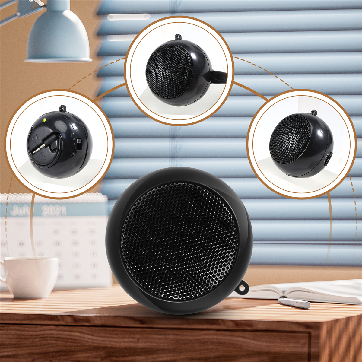 El mini altavoz más nuevo, altavoz de viaje recargable portátil con entrada auxiliar, conector para auriculares con cable de 3,5 mm