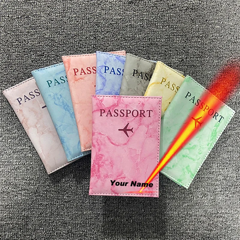 Funda de pasaporte rosa personalizada con nombres, fundas de viaje para pasaporte con nombres personalizados para mujer