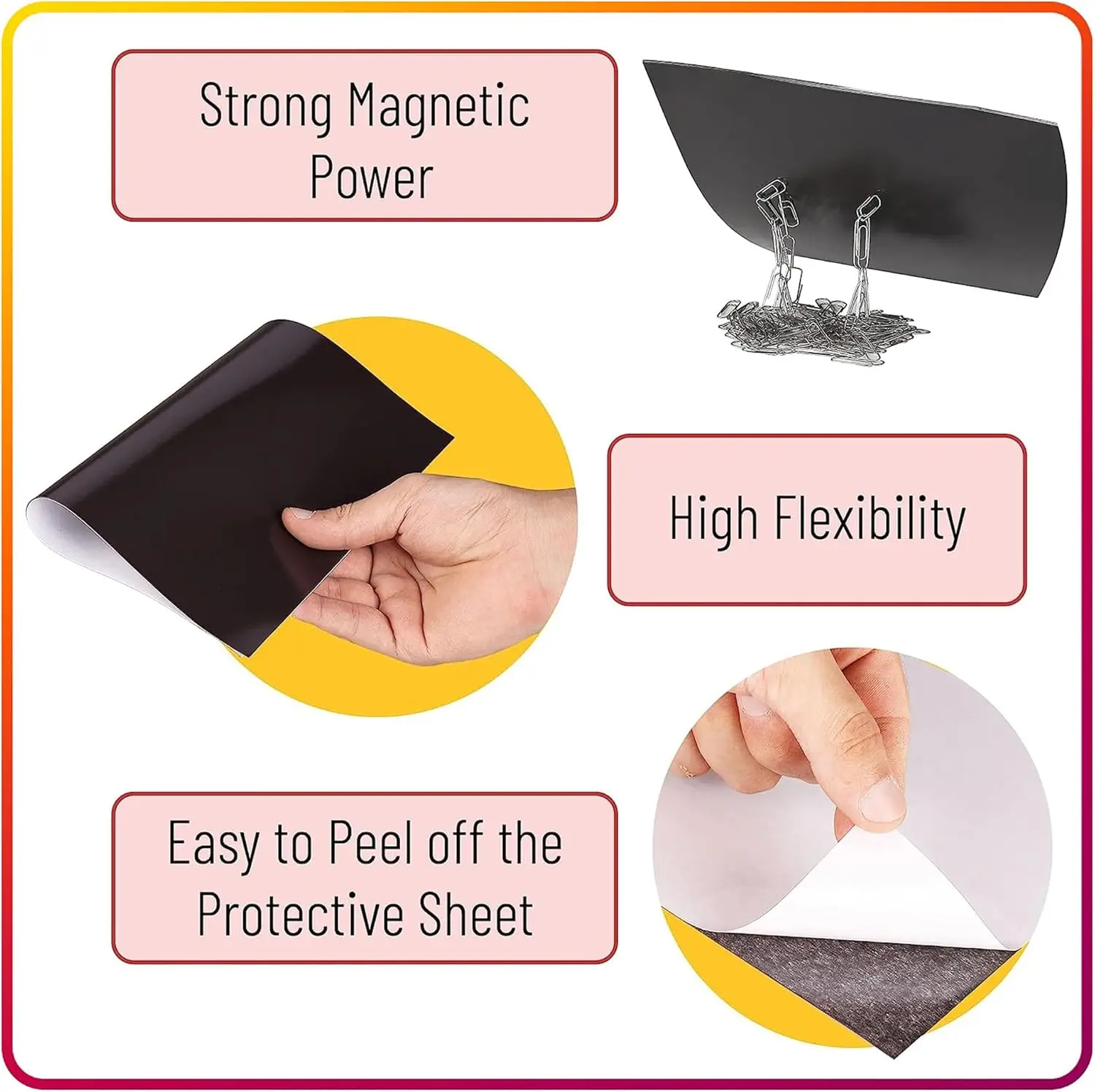 Magnetic Sheets with Adhesive Backing, 10 Pack 5"x7" Picture Size, Photo Magnets for Refrigerator, Sticky Magnet Sheet