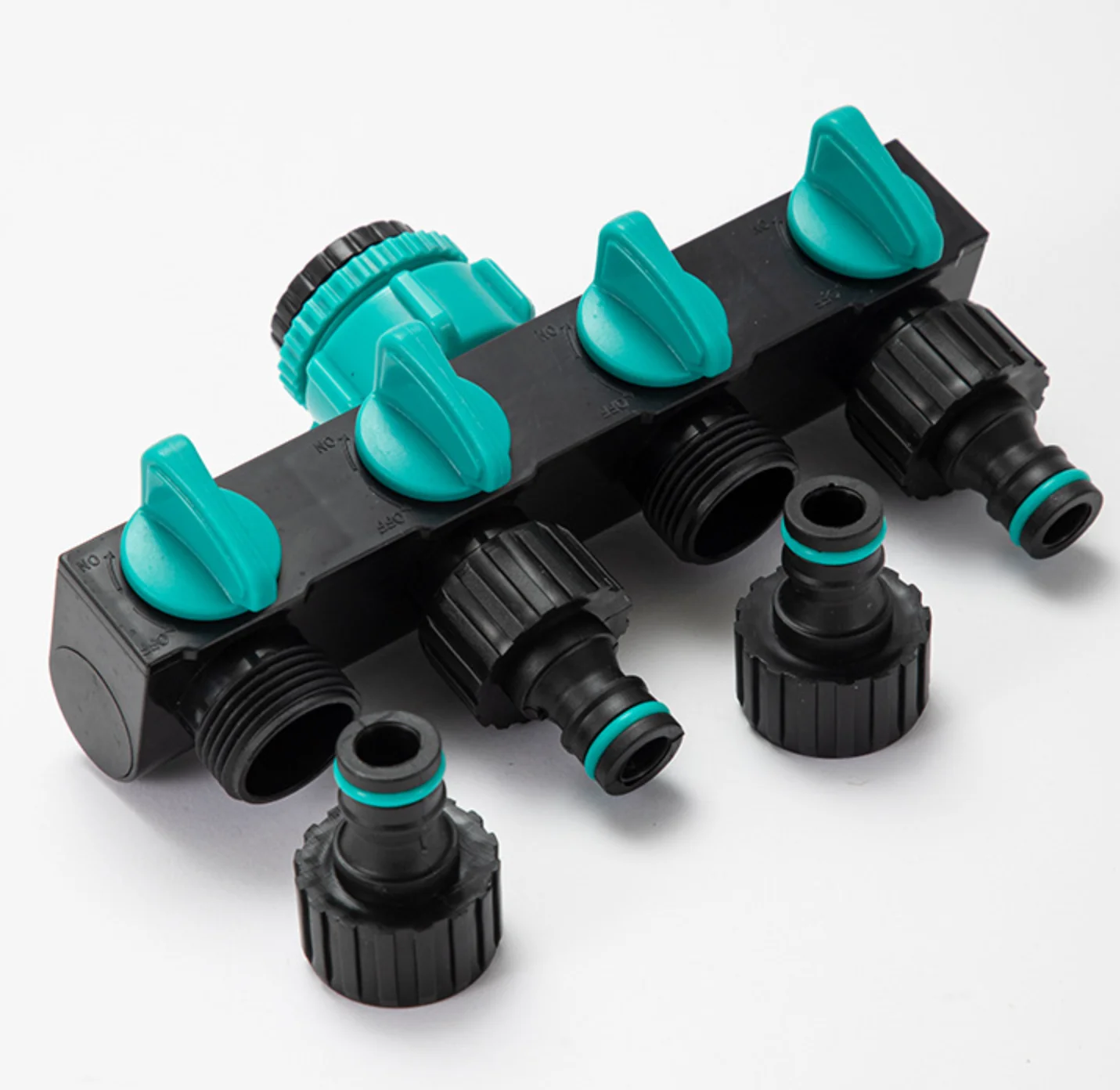 4-Wege-Wassersplitter, 1 Zoll bis 3/4 Zoll bis 1/2 Zoll Gewinde, europäisches Standardgewinde, Gartenbewässerungsbewässerungsanschluss, Armaturenventil