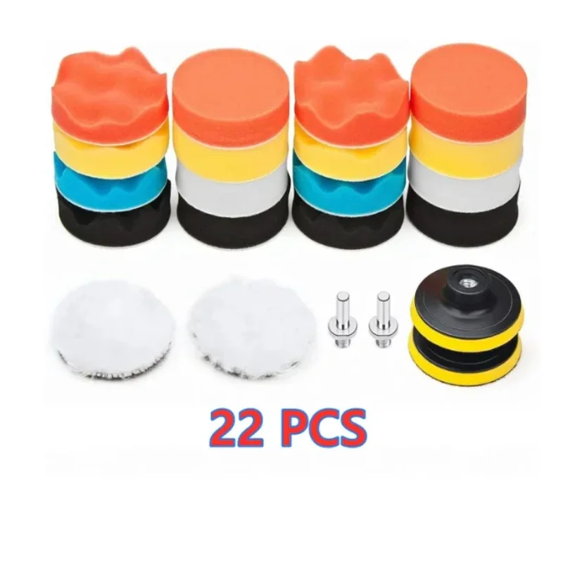 Car Polishing Sponge Pads Kit, Almofada de Espuma, Kit Buffer, Machine Wax Pads para Auto, Motocicleta, Veículo Motorizado, Remove Scratches