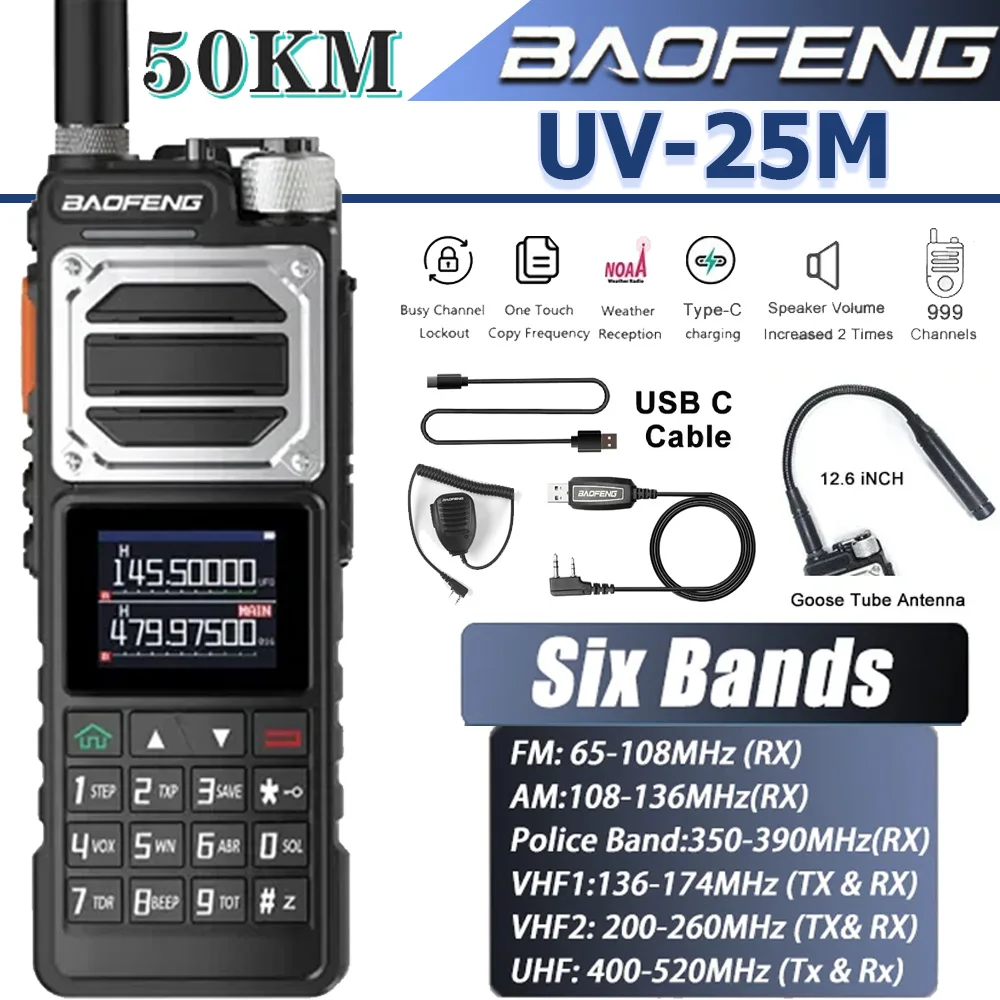 Baofeng UV-25M Tri Band 10W Walkie Talkie UHF VHF MW FM Air NOAA Multibandempfänger UV-25 Handheld Ham Two Way Radio