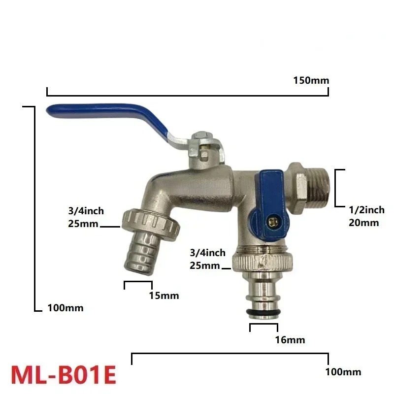 1/2'' 3/4'' Doppel Kopf Wasserhahn Wasser Splitter Stecker Kupplung Adapter Ventil Schalter Garten Schlauch Bewässerung Tap Joint