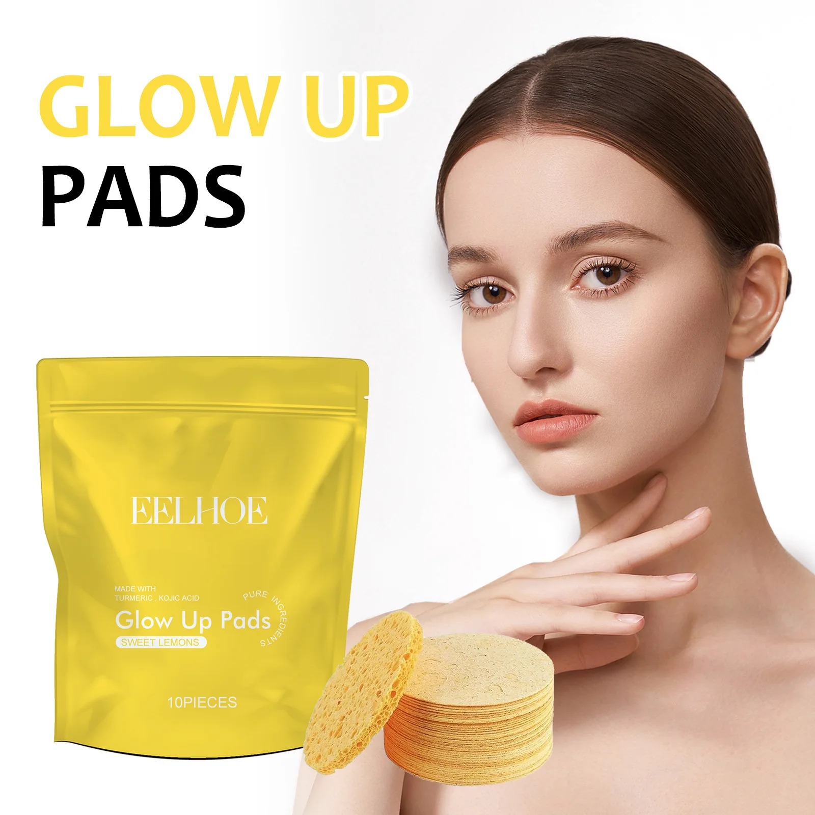 Almofada de limpeza de cúrcuma limpa profundamente a pele, remove sujeira, controla o óleo e suaviza a pele esfoliante e macia