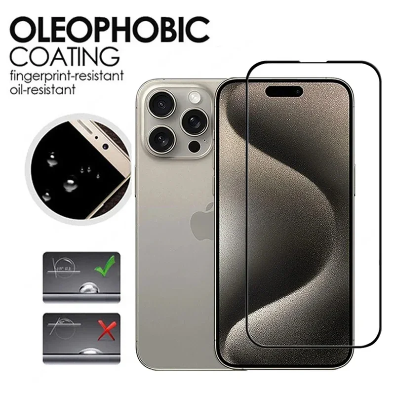 1 PCS Gehärtetes Glas Für iPhone 16 Pro Max 16 Pro Anti Scratch Screen Protector Schwarz Rahmen Schutz Glas Für 11 16ProMax