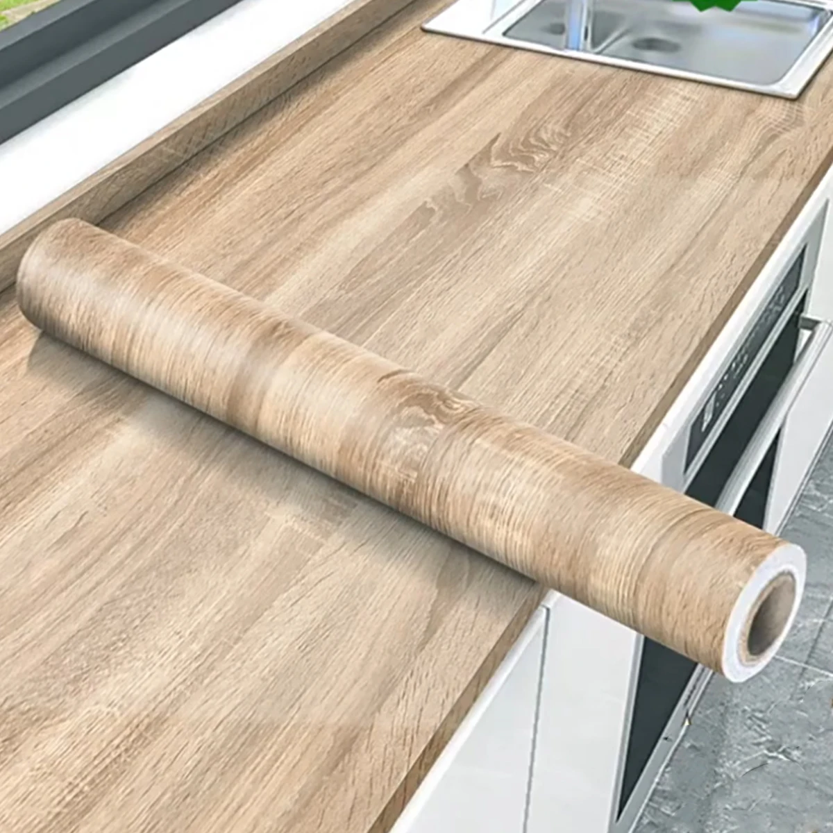 Tapeta PVC imitująca drewno o szerokości 55 cm do drzwi, szafy, kredensu, stołu, mebli, wodoodporna, samoprzylepna, naklejki, folia do dekoracji domu.