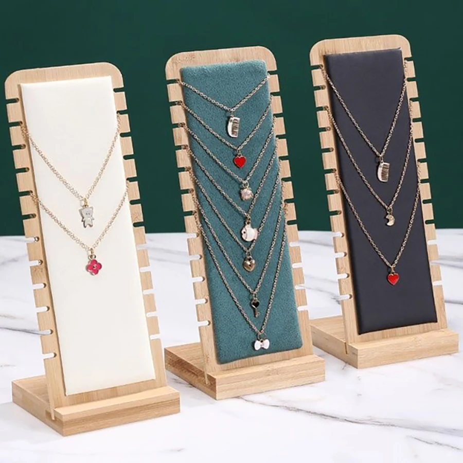 1 Stück, vertikaler Schmuck-Halsketten-Ausstellungsständer aus Bambus, geeignet für Schmuck-Ausstellungsverkäufe und Familien-Halsketten-Displays.