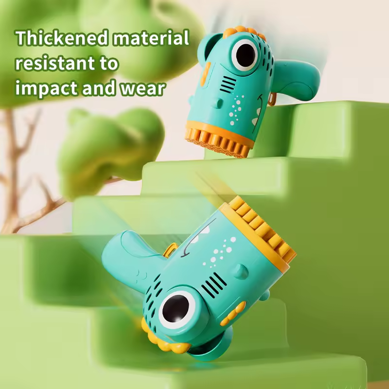 Máquina portátil de bolhas de dinossauro com 40 buracos, pistola elétrica de bolhas, brinquedo para festa de casamento ao ar livre (sem água de bolhas)