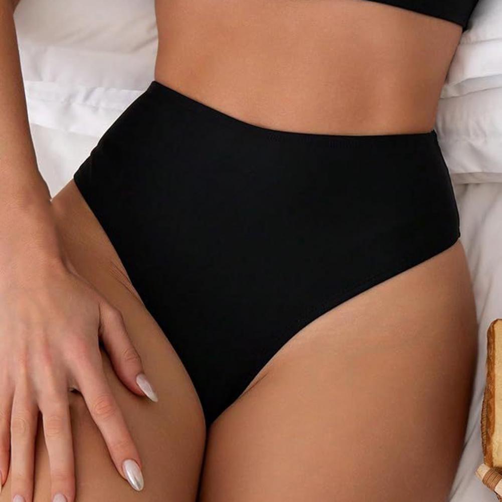 Femmes Sexy taille haute slip de bain couleur unie dos découpe maillot de bain bas de Bikini maillots de bain maillots de bain Bikini brésilien