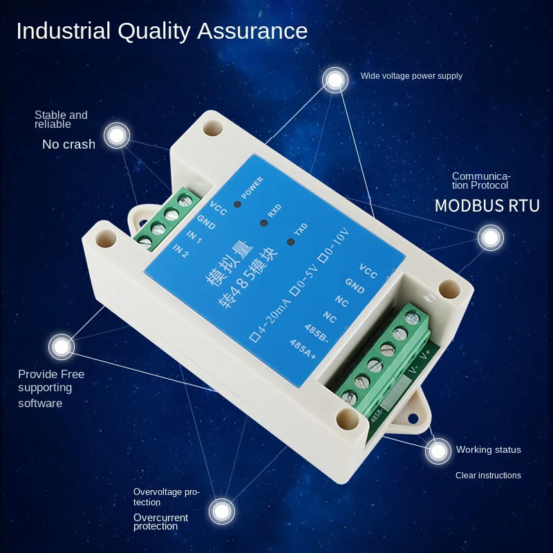 Analoge Hoeveelheid Acquisitie Module Modbus Spanning En Stroom Data Verzameld Input 4-20mA Om RS485 Watchdog