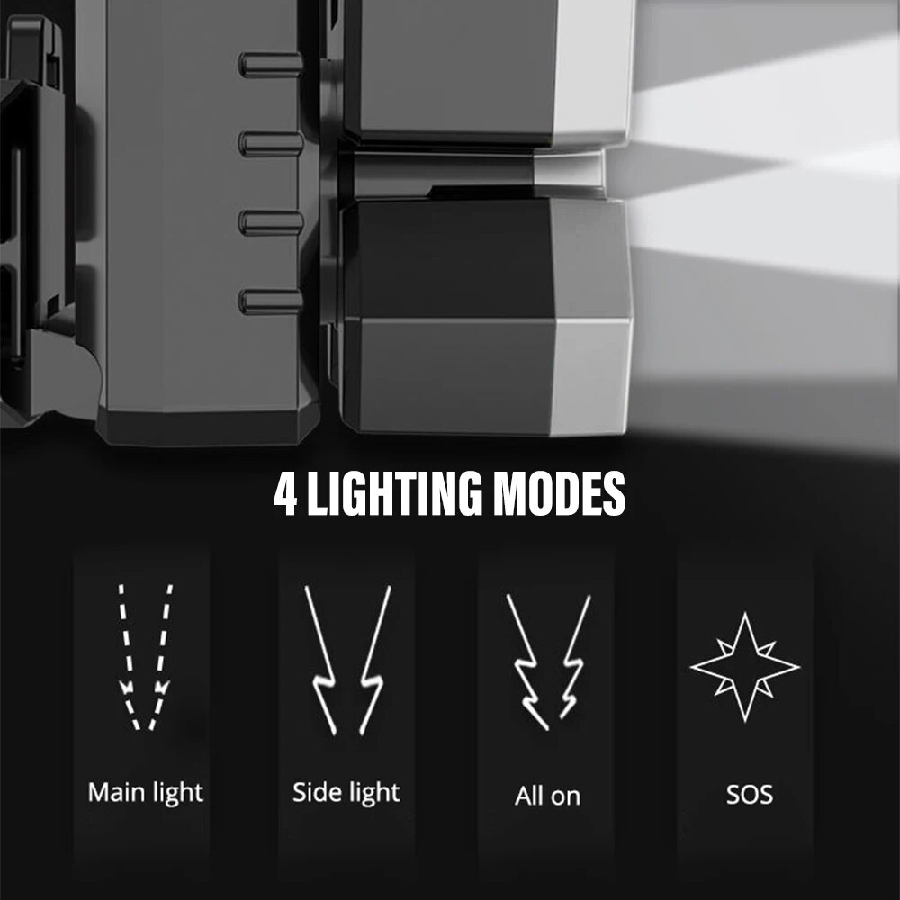 5 * LED 고출력 헤드램프, 슈퍼 브라이트 충전식 낚시 캠핑 조명, 장거리 헤드 마운트 마이닝 램프, 손전등