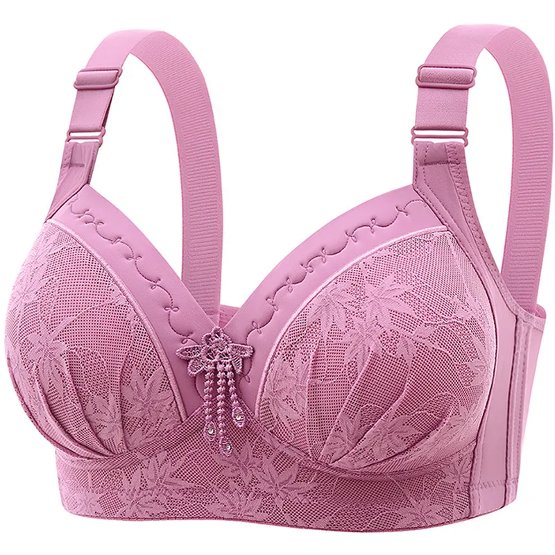 New Lace Printed Oversized Pregnant Women's Breastfeeding Underwear Comfortable Without Steel Ring Gathering Anti Sagging Bra