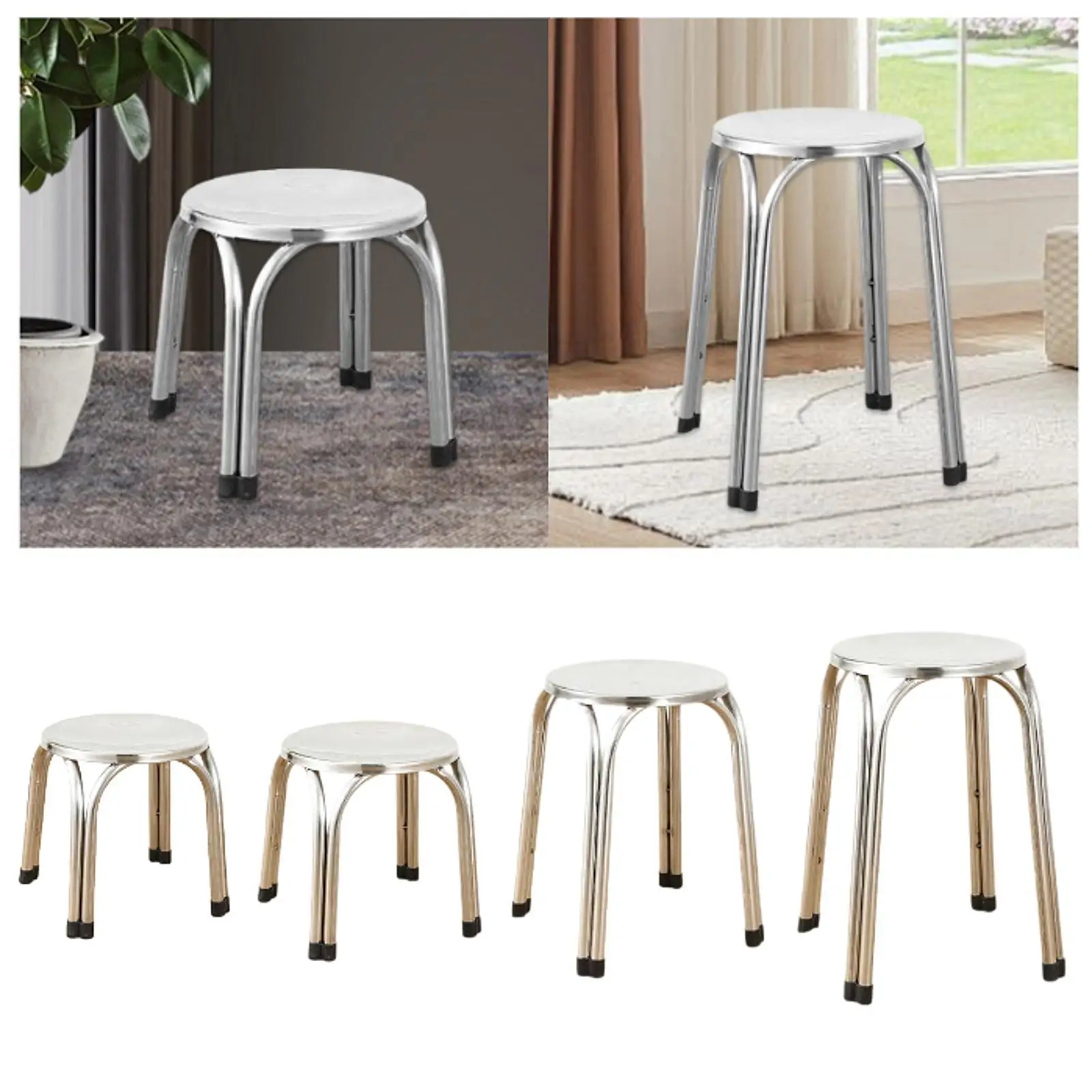 Stacking Stool Round Stainless Steel Nonslip Portable Nesting Sturdy Classroom Stools Furniture Stools. for Home Living Room