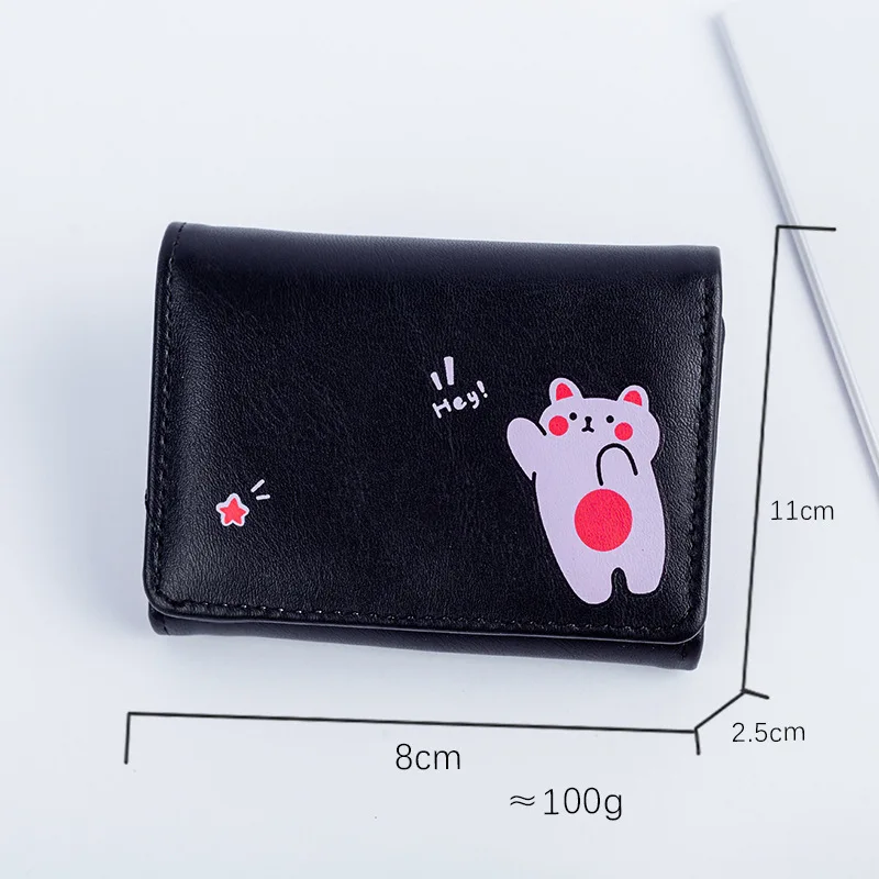 2024 New Cute Cartoon Women's Coin Purse, Girl Small Short Button Three-fold Wallet, Large-capacity Student Card Holder Case