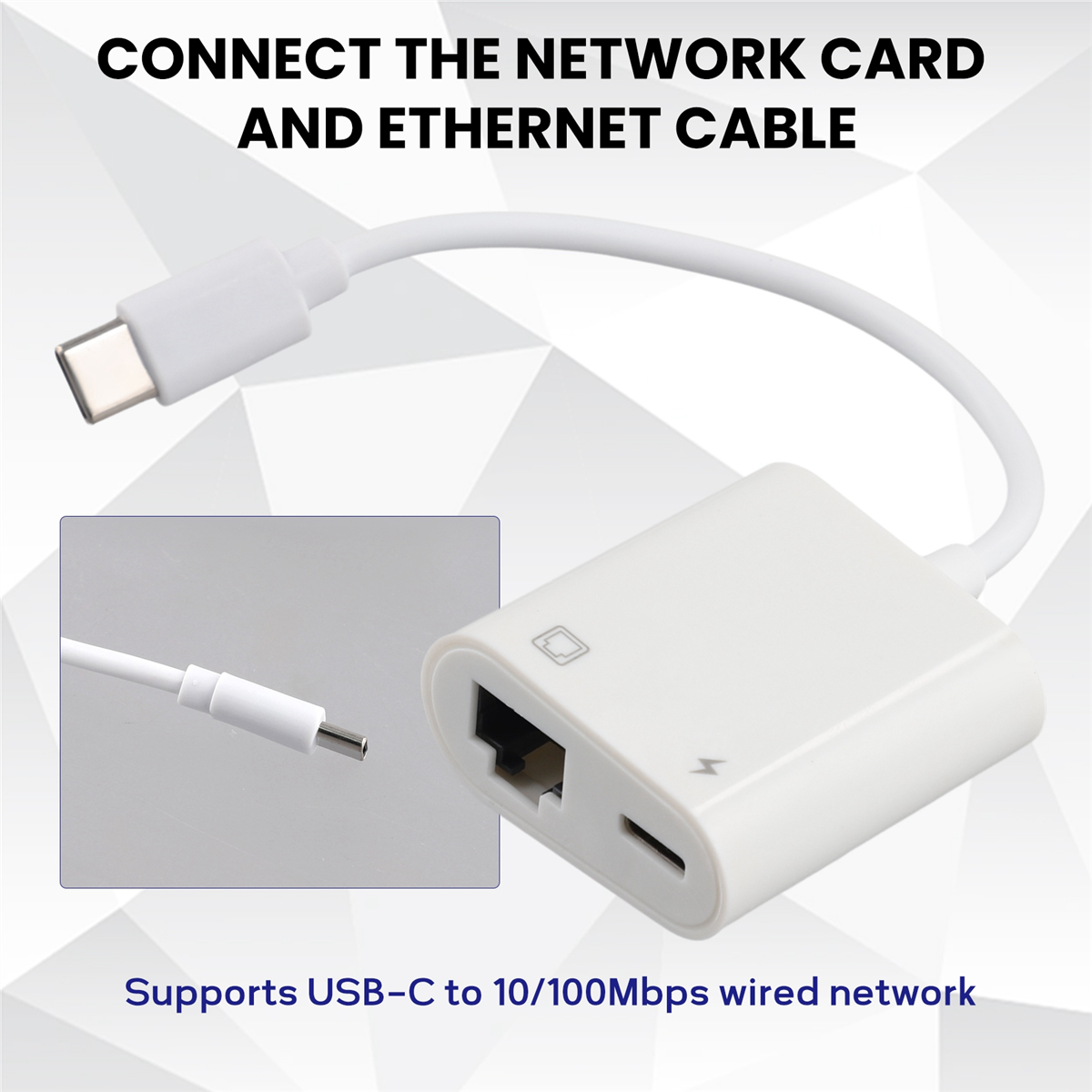 Mais novo tipo c otg ethernet adaptador usb c para rj45 ethernet lan conversor de rede com fio 100mbs para tipo c telefone móvel tablet