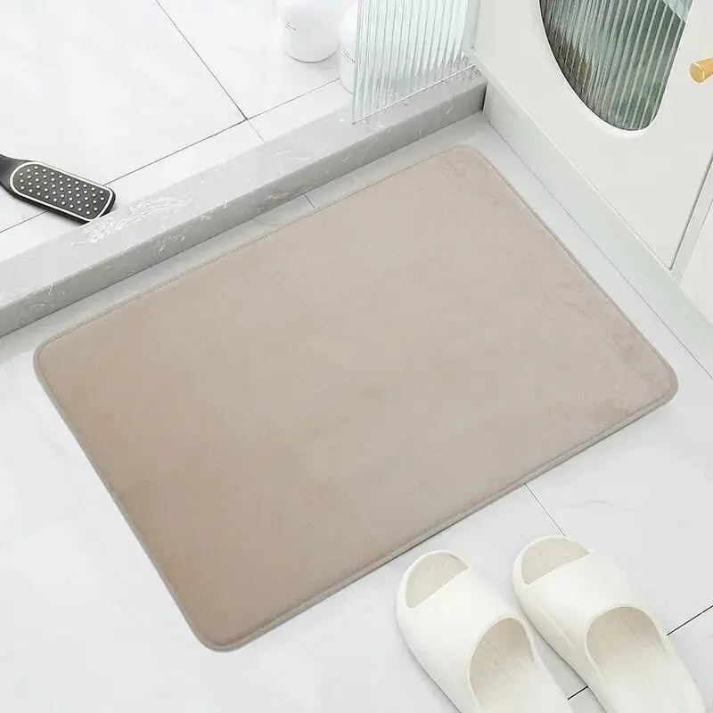 VIKAMA Skandinavischer Ins-Teppich aus Korallensamt, Badezimmertür, wasserabsorbierende Fußmatten, Sanitär-Badezimmerteppich, Fußmatte