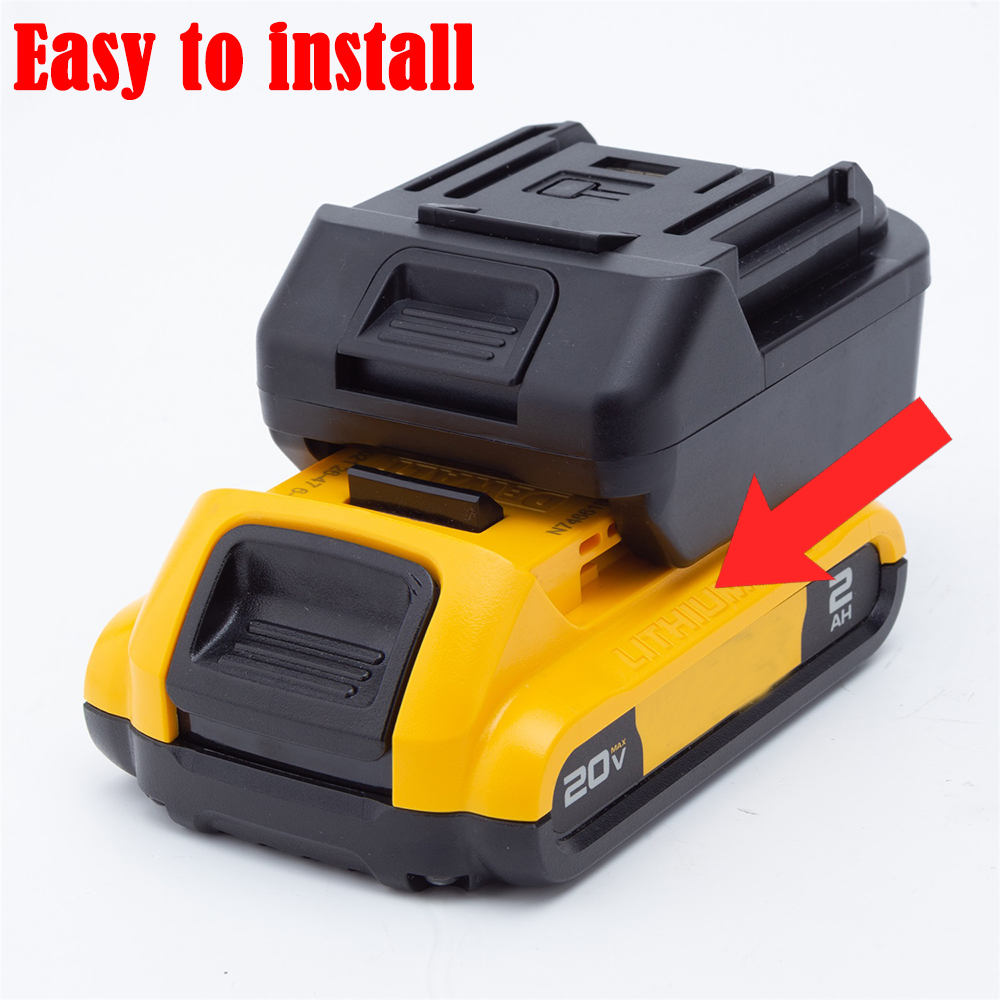 Adaptador conversor de bateria para dewalt 18v li-ion para makita 18v série bl ferramenta de energia sem fio com luz led e usb (sem bateria)