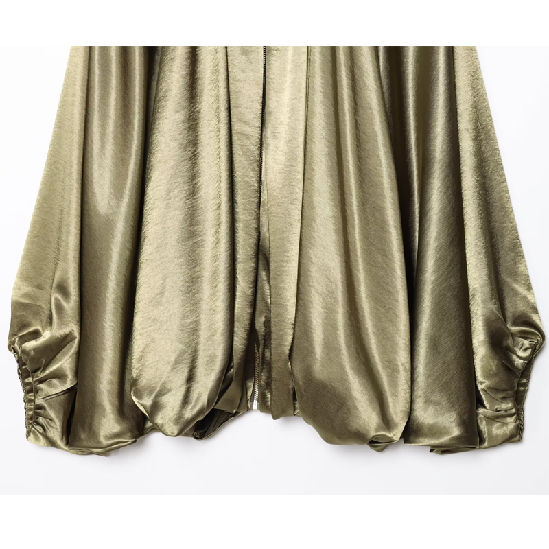 MUJER Ruched Bomber Jackets for Women Puffy Oversized Jacket Woman Summer Coats Demi-season Jacket for Women New in Outerwears