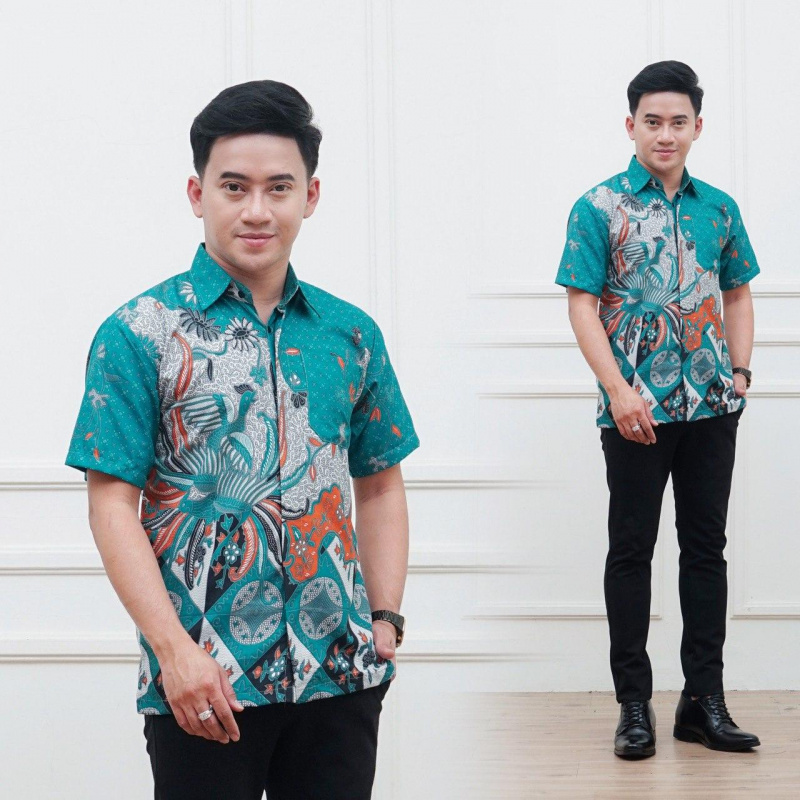 Camisa batik de verão manga curta para homens adultos camisa de escritório magpie motivo design impressão 3d estilo nacional