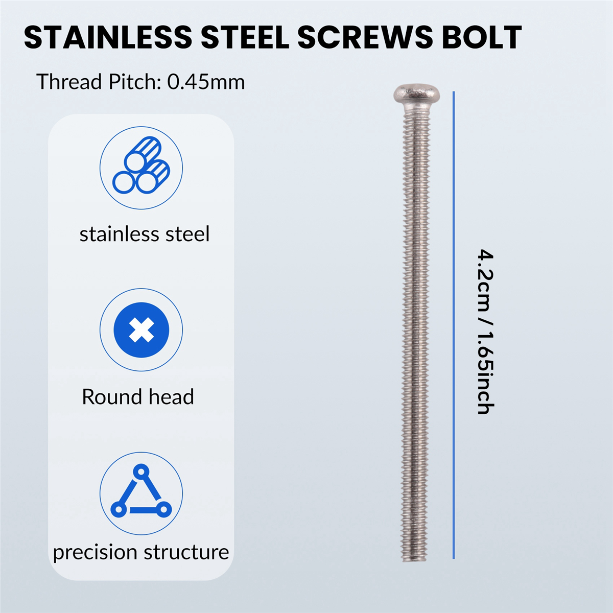 ABFA M2.5 x 40mm 304 Parafusos de cabeça redonda Phillips de aço inoxidável 60 unidades