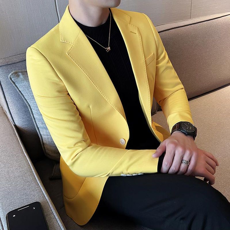 Übergroßer, dünner Herren-Blazer, Übergröße, gelb, schmale Passform, Herrenanzug, Jacken, Herrenmode, lässige Mode, 2024, Mantel, neu im Original