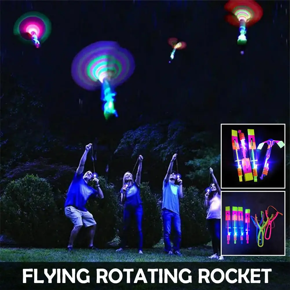 10Pcs Funny Luminous Slingshot Flying Arrow LED Light Up Flashing Dragonfly Glow For Kids Party Toys Gift Color Random