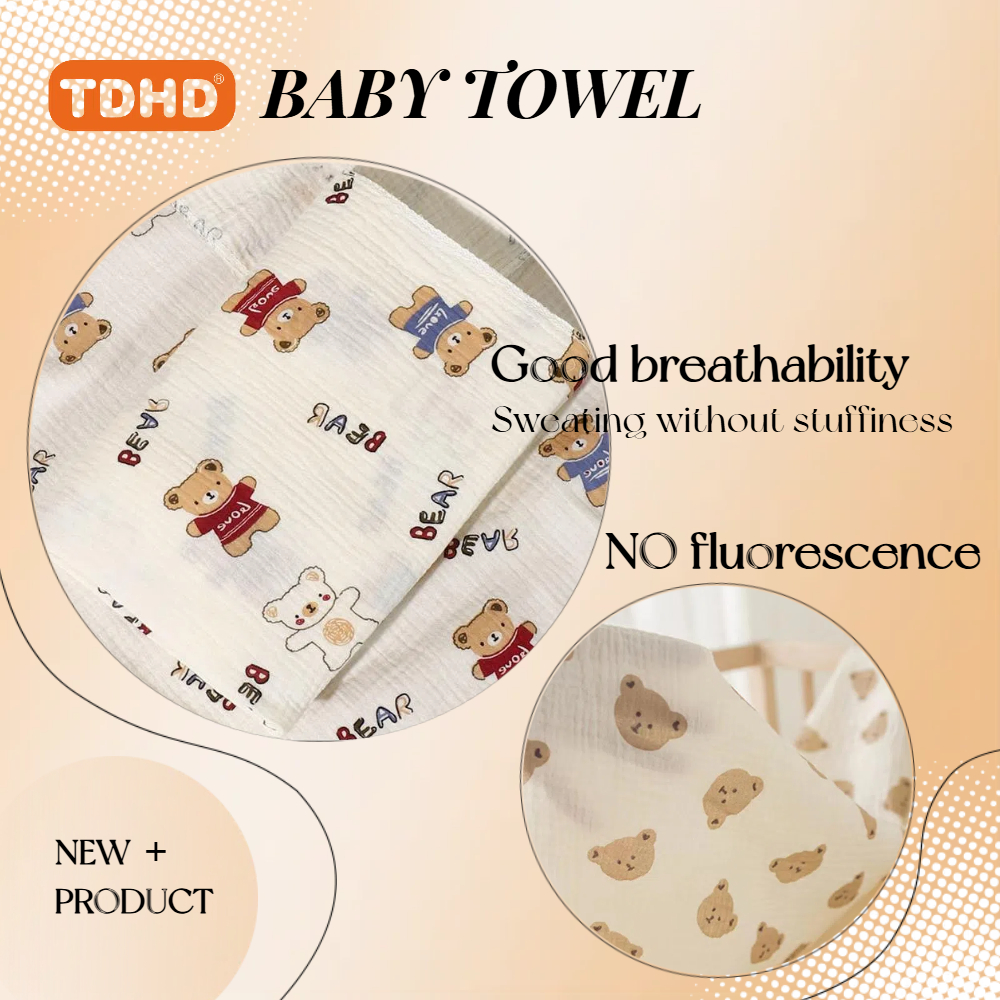 TDHD Soft Foldable Swaddle Blanket for Newborns - Light Beige-Friendly Cotton, Perfect for Bath Time & Cuddling, Wrinkly Texture