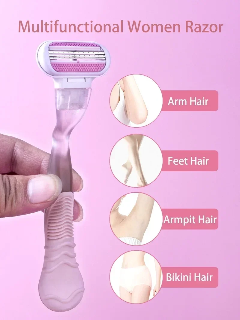 (1 Griff + 8 Klingen) Sicherheitsrasierklingen für Damen, Gesicht/Bein/Achselhöhle/Bikini, Schönheit, Haarentfernung, Rasieren, kompatibel mit Venus-Rasierer