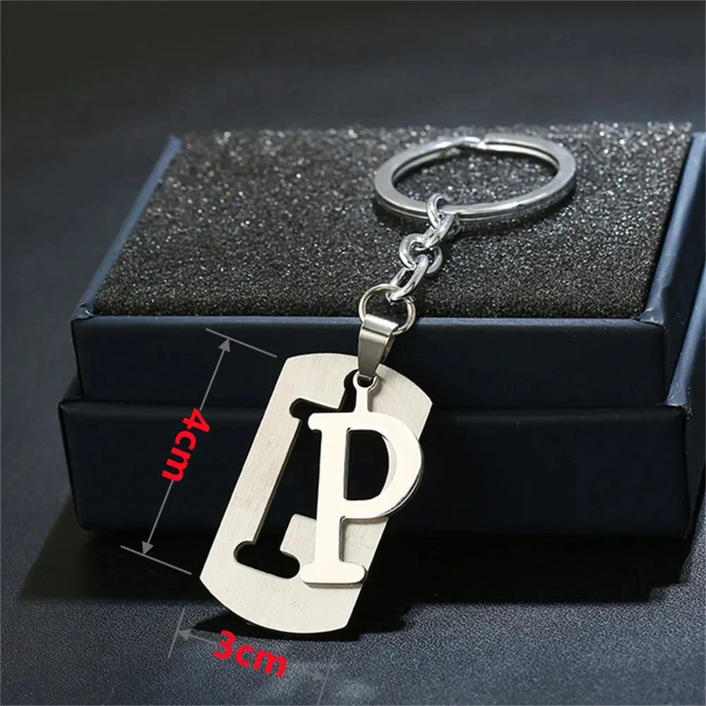 새로운 DIY 스테인레스 스틸 A-Z 편지 열쇠 고리 매력 26 편지 열쇠 고리 남자 여자 키 체인 커플 선물 쥬얼리 자동차 열쇠 고리