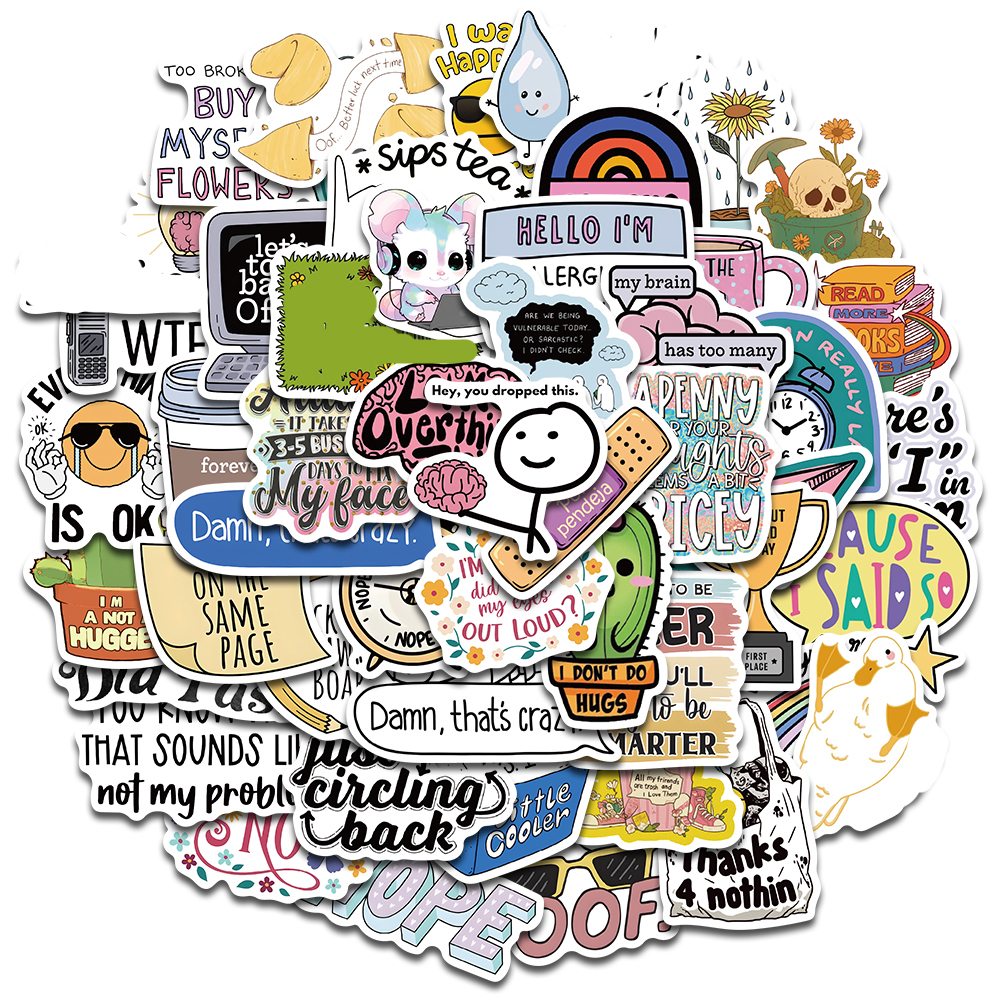 50PCS Sarcastic Sticker Aesthetic Kawaii Scrapbook Graffiti Decoration Laptop Luggage Phone Skateboard  Waterproof DIY Sticker