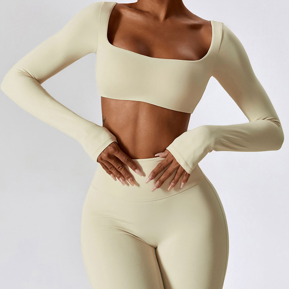 Tops cortos para mujer, camisetas de Yoga, Top deportivo liso, camisetas de manga larga para correr, ropa deportiva Sexy de secado rápido para gimnasio y Fitness con ombligo descubierto