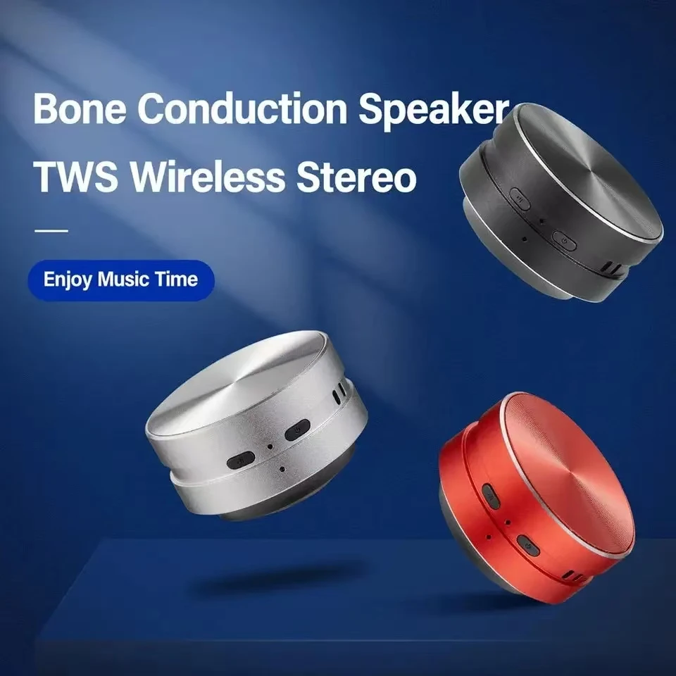 Tws tecnología negra succión magnética portátil estéreo cañón de Metal sonido de resonancia conducción ósea altavoz inalámbrico Bluetooth