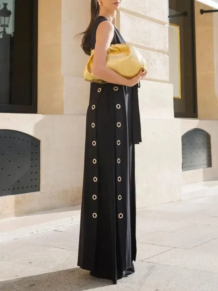 Modigirl chaleco prendas de vestir exteriores Tops para mujer 2025 verano primavera hueco Split-Joint Streamer mujer x-long Traf Trench INS Y2k estilo