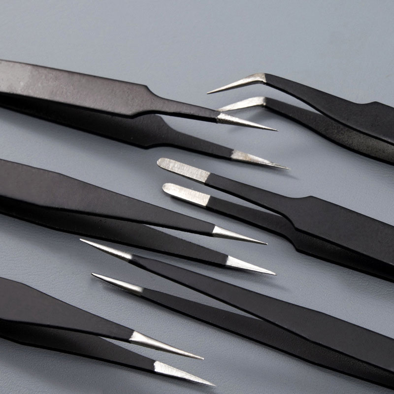 ESD แหนบสแตนเลส 6 ชิ้นชุด Precision Maintenance อุตสาหกรรมซ่อมโค้งเครื่องมือบ้านทํางานชุดทํามือเครื่องมือ