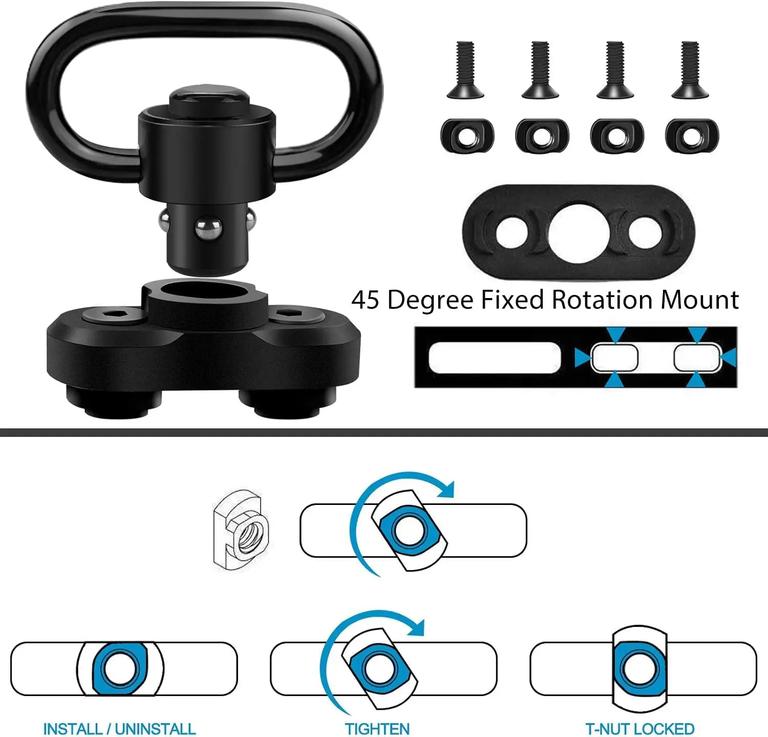 ปืนไรเฟิลสลิงหมุนสตั๊ดอะแดปเตอร์สําหรับ Mlok Rail QUICK RELEASE QD สลิงหมุนอะแดปเตอร์ล่าสัตว์อุปกรณ์เสริม 1.25 นิ้ว