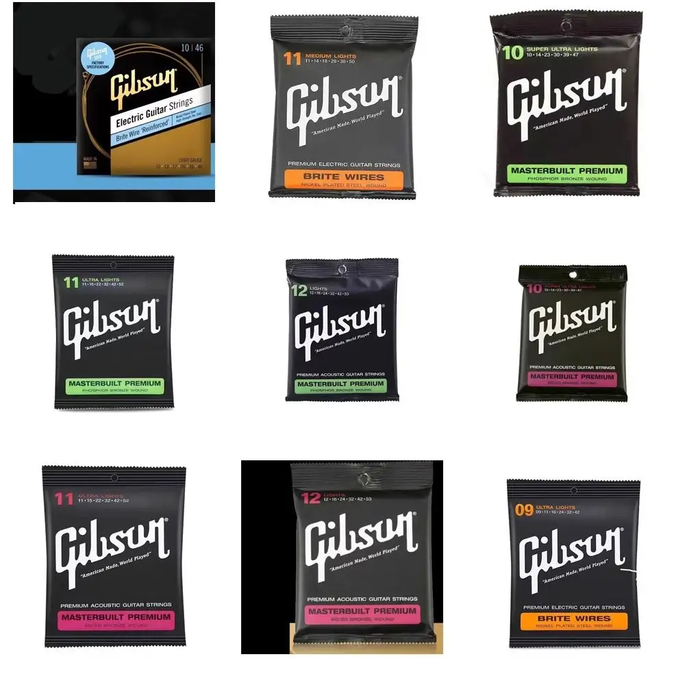 1 Set 6 Strings Gibson Guitar Strings Good Sound SAg Series Folk Guitar Strings Bronze Long Life Electric Guitar Strings