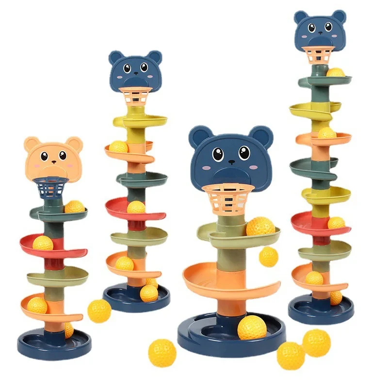 2-9 Layes Track Rolling Ball Pile Tower ของเล่นเพื่อการศึกษาเด็กหมุนติดตามการศึกษาซ้อนของเล่นสําหรับของขวัญเด็ก