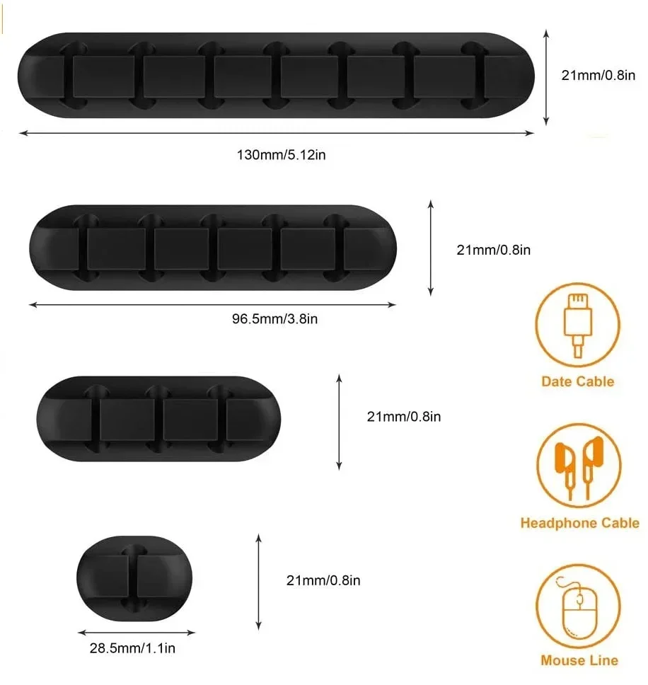 VIKEFON 케이블 코드 와이어 주최자 실리콘 USB 케이블 와인 더 관리 클립 iPhone 용 마우스 키보드 헤드셋 용 자체 접착