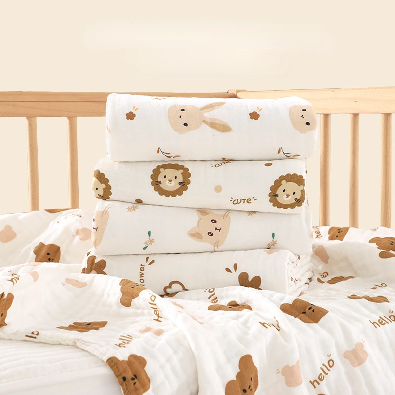Asciugamano da bagno per neonato Coperta fasciatoio in cotone a 4 strati Biancheria da letto per neonati Coperte di garza Copertura per passeggino Asciugamano da doccia per bambini