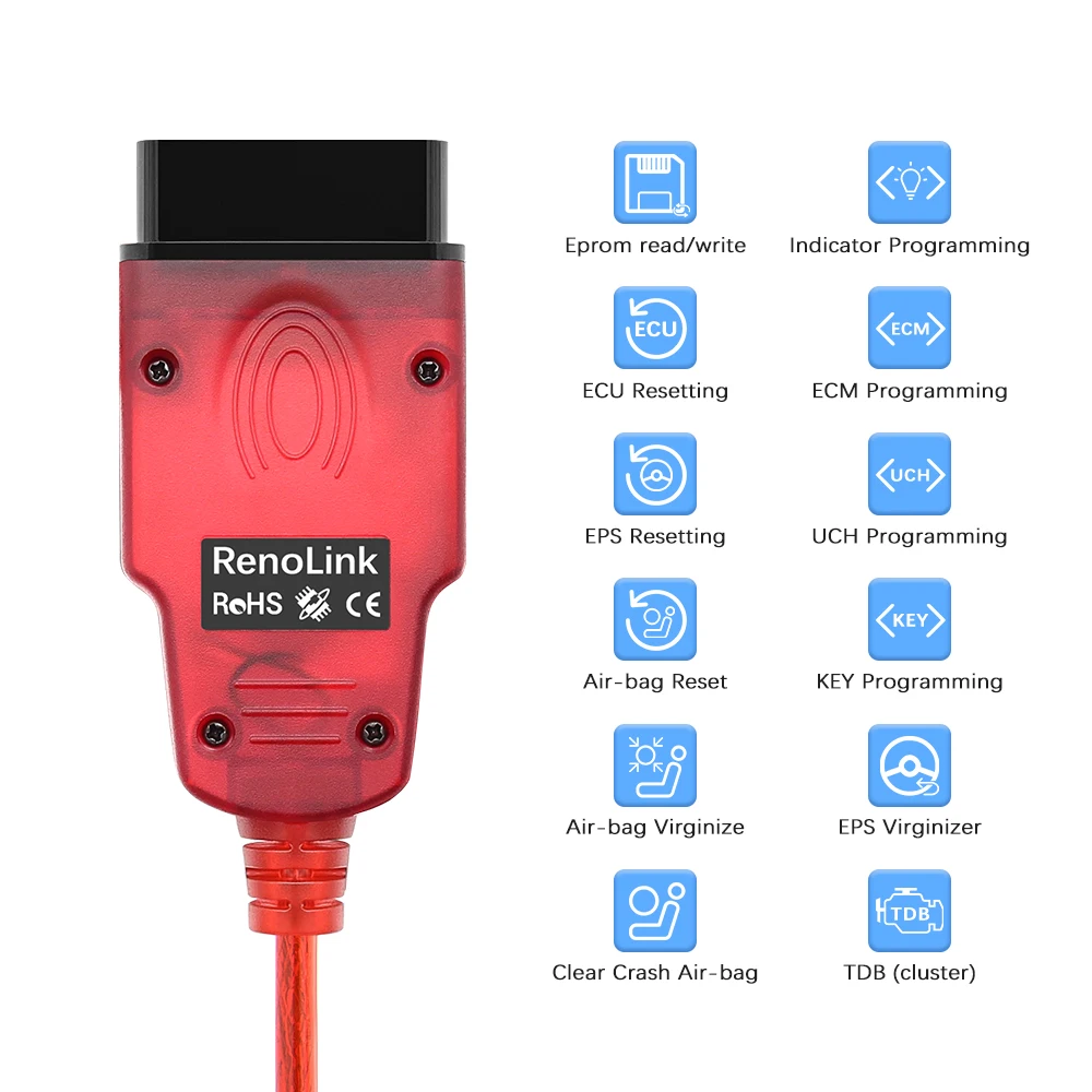Renolink-herramienta de diagnóstico automático para coche, programador ECU para Renault OBD2, Airbag, reinicio OBD 2 OBD2, ECM UCH Key, V1.99