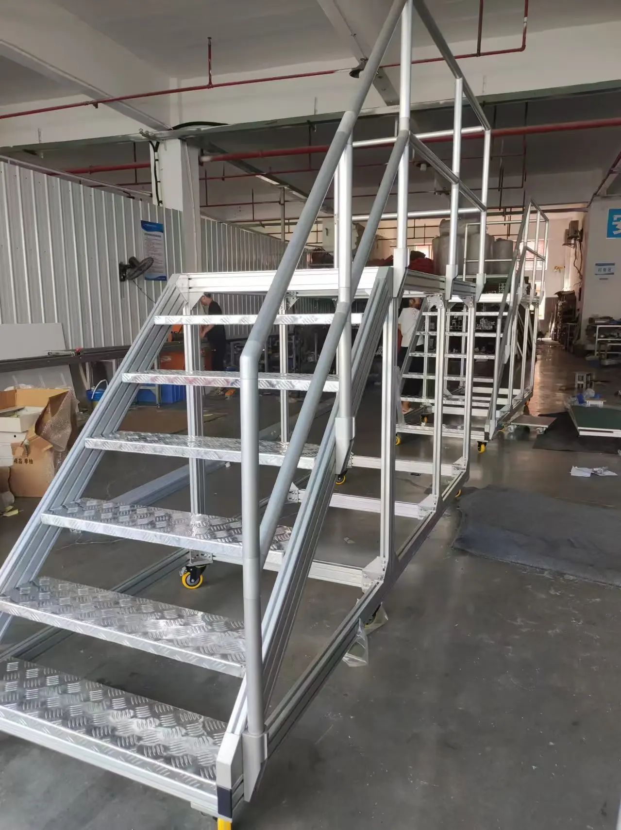 Custom Handrail Work Platform Aluminum Alloy Step Ladder Altitude Working Maintenance Platform Side Handrail Platform