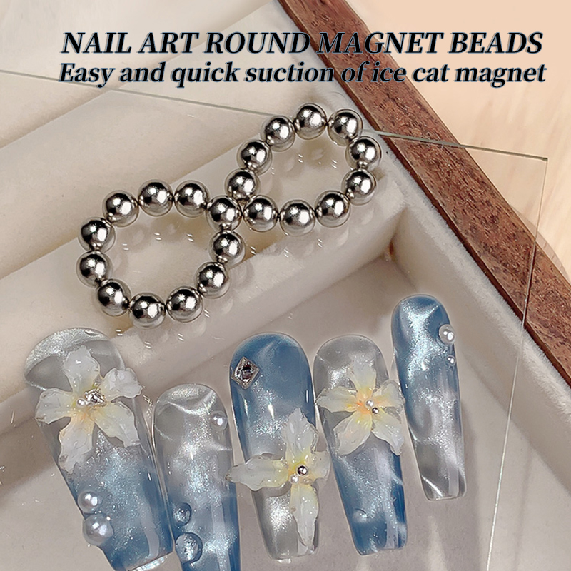 20 unids/set cuentas magnéticas redondas multifunción para uñas, escultura de flores brillantes, imán de gato para esmalte de Gel, herramientas de decoración de uñas para desmontar