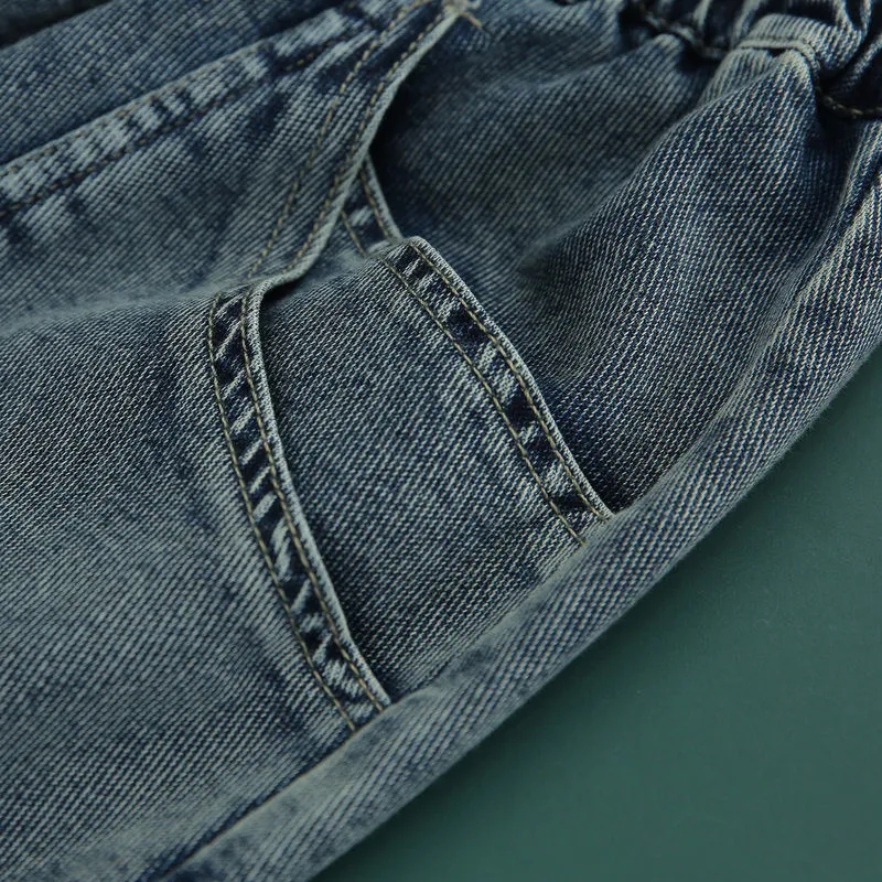 Baggyข้อเท้า-ความยาวHaremกางเกงยีนส์Elastic HighเอวDesigns Casual VintageเกาหลีหลวมJogger Denimกางเกงผู้หญิงStreetwear Vaquero