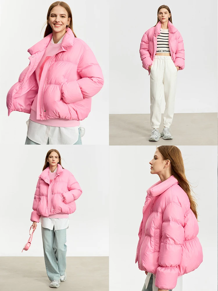 Amii minimalista jaqueta de inverno feminina com zíper botão quente casacos curtos 2025 inverno nova jaqueta feminina sólida 12344053