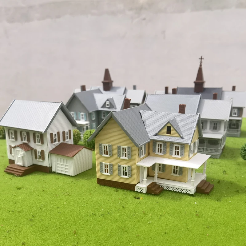 N Scale Model Dwelling House 1:150 American Style Courtyard Model Scale Kit Building Material Diorama scale Train Railway Layout