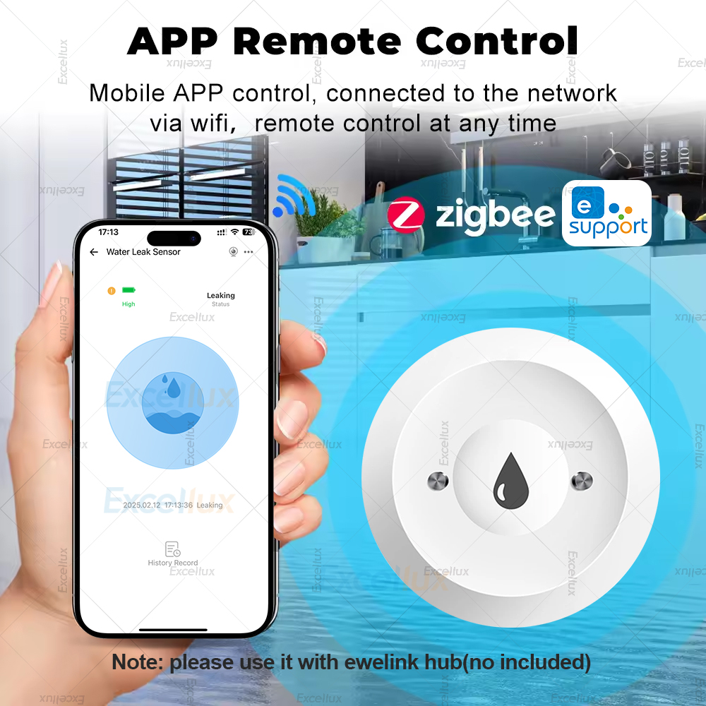 Ewelink Zigbee 3,0 Sensor de agua alarma Detector de fugas de inundación de agua monitoreo remoto sistema de alarma de seguridad de desbordamiento soporte ZHA Z2M